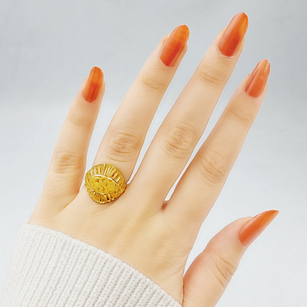 21K Kuwaiti Ring Made of 21K Yellow Gold by Saeed Jewelry-25805