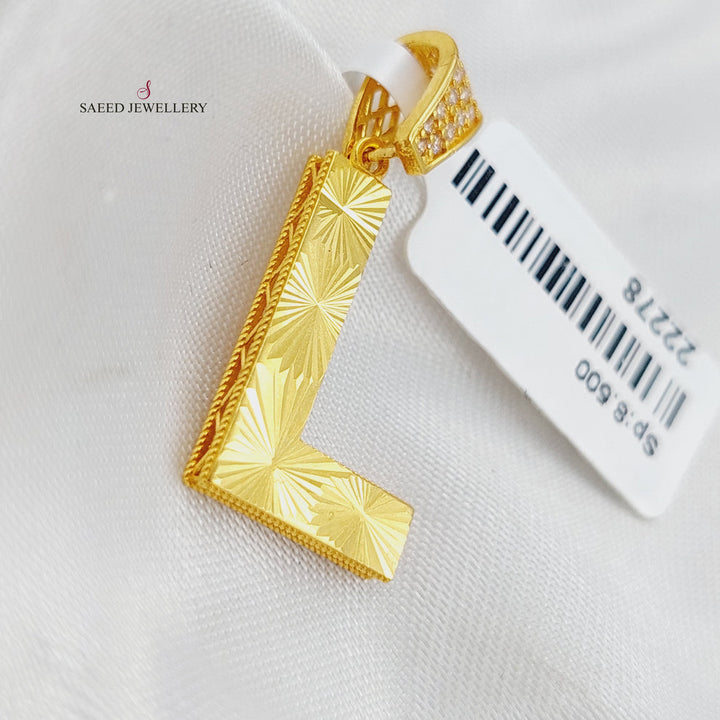 21K L Letter Pendant Made of 21K Yellow Gold by Saeed Jewelry-25599