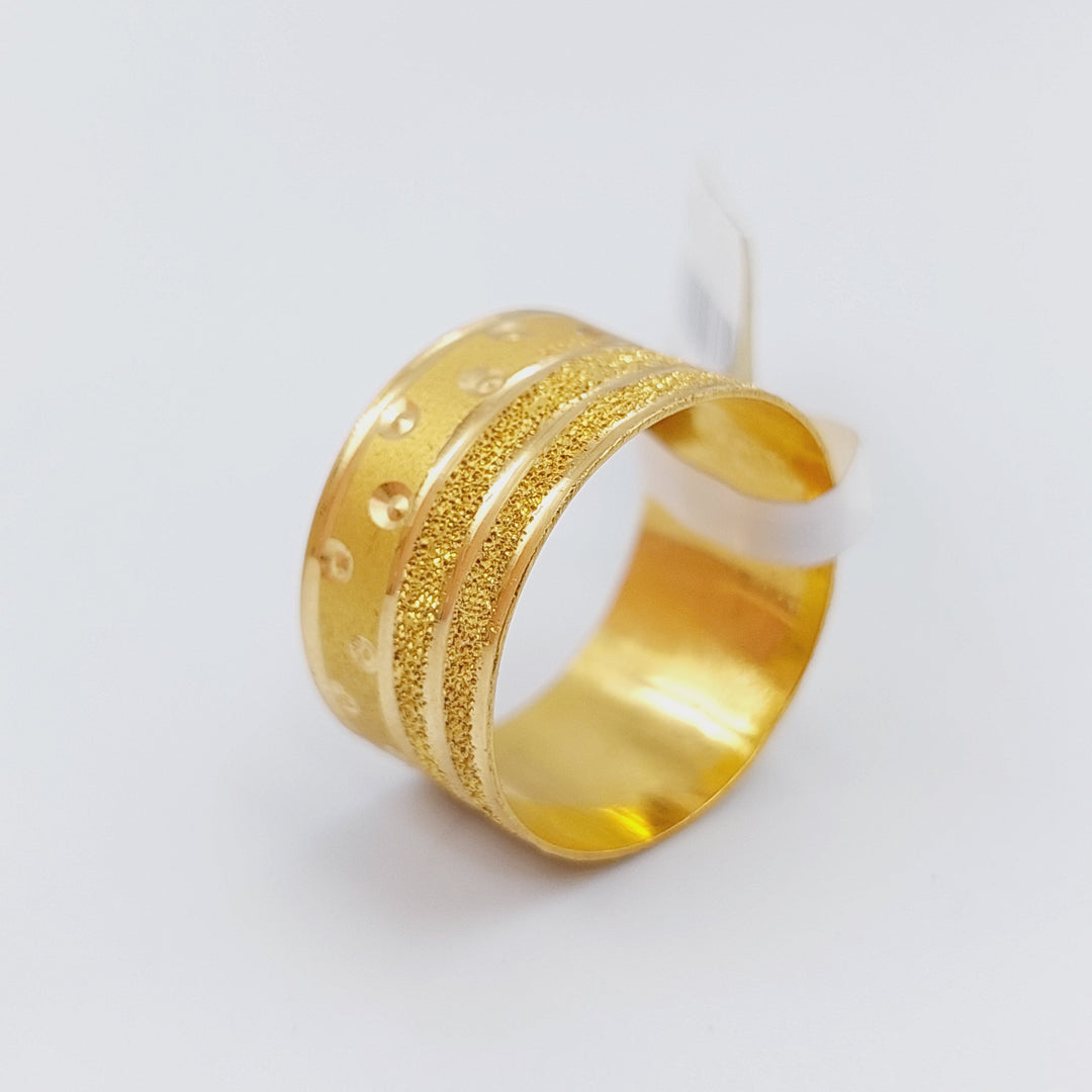 21K Laser Wedding Ring Made of 21K Yellow Gold by Saeed Jewelry-ذبلة-محلي-1