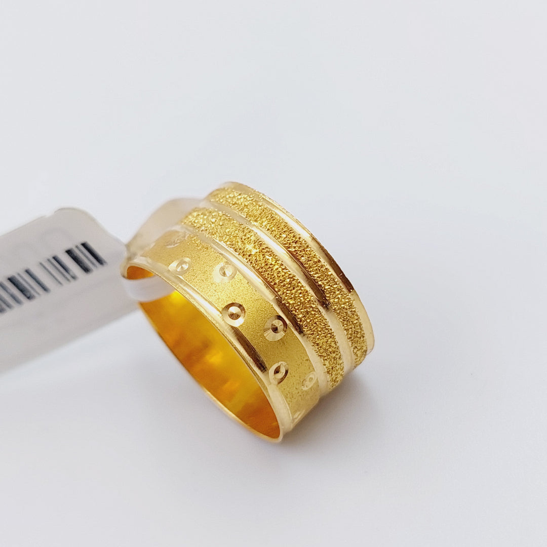 21K Laser Wedding Ring Made of 21K Yellow Gold by Saeed Jewelry-ذبلة-محلي-1