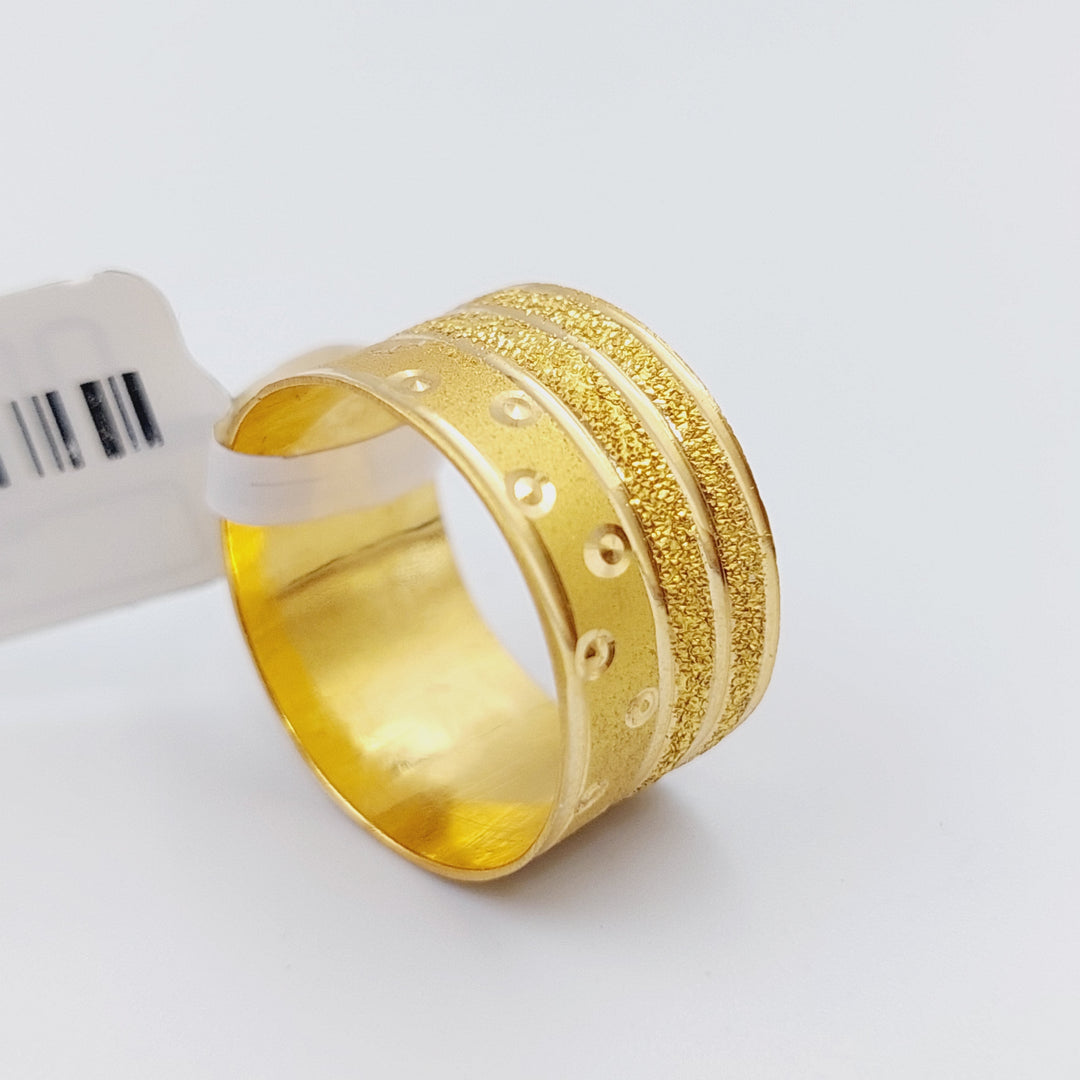 21K Laser Wedding Ring Made of 21K Yellow Gold by Saeed Jewelry-ذبلة-محلي-1