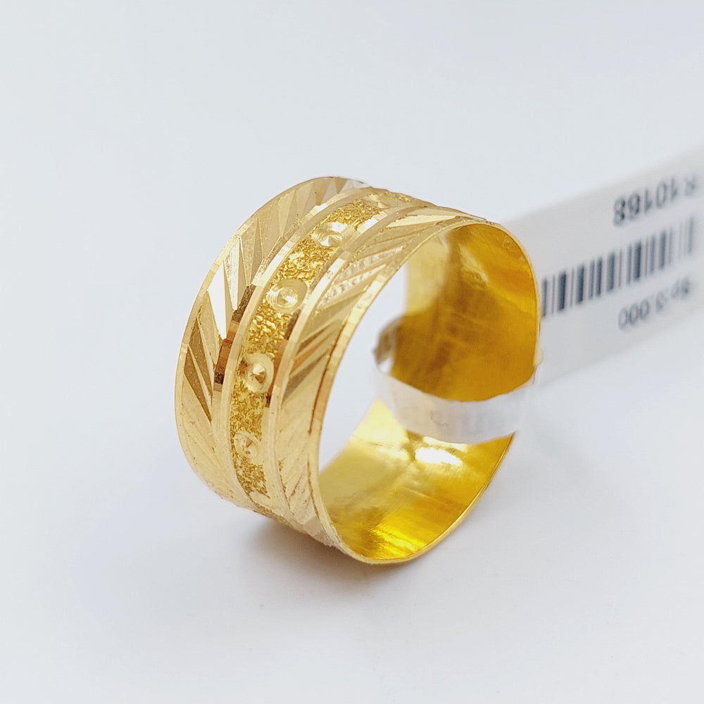 21K Laser Wedding Ring Made of 21K Yellow Gold by Saeed Jewelry-ذبلة-محلي-2