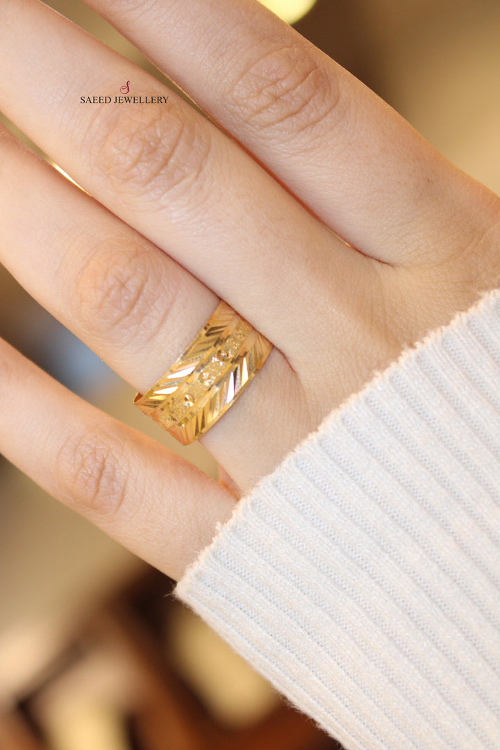 21K Laser Wedding Ring Made of 21K Yellow Gold by Saeed Jewelry-ذبلة-محلي-2