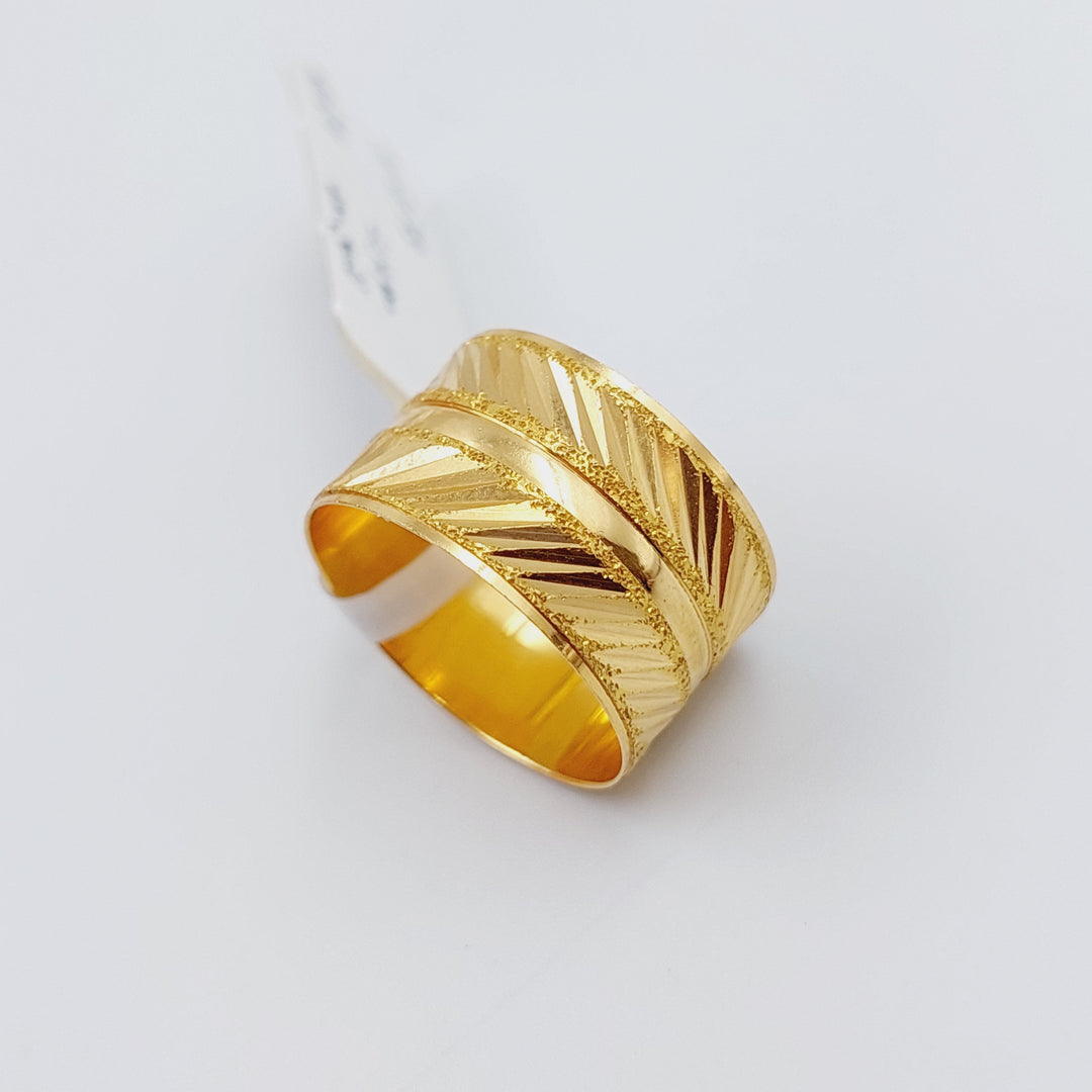 21K Laser Wedding Ring Made of 21K Yellow Gold by Saeed Jewelry-ذبلة-محلي-2