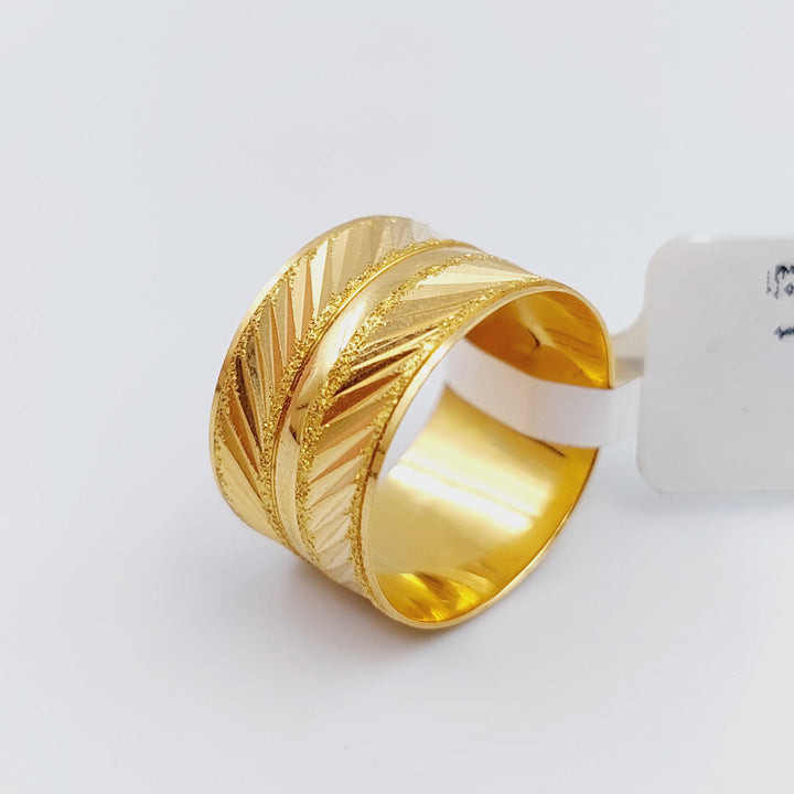 21K Laser Wedding Ring Made of 21K Yellow Gold by Saeed Jewelry-ذبلة-محلي-2