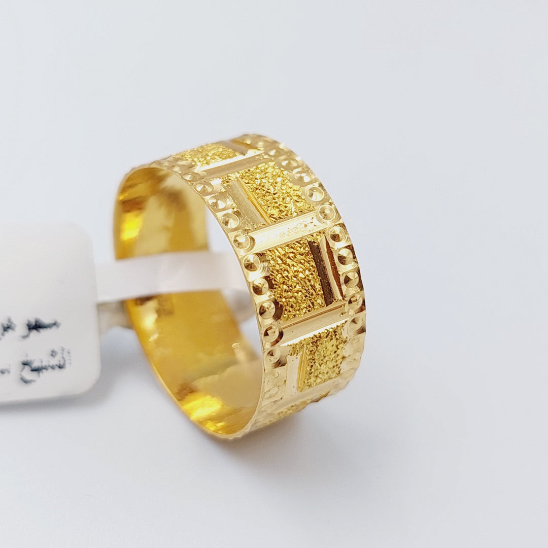 21K Laser Wedding Ring Made of 21K Yellow Gold by Saeed Jewelry-ذبلة-محلي