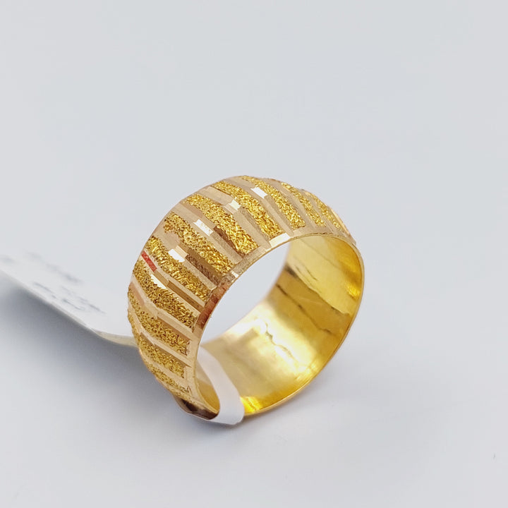 21K Laser Wedding Ring Made of 21K Yellow Gold by Saeed Jewelry-ذبله-ليزر-مخطط