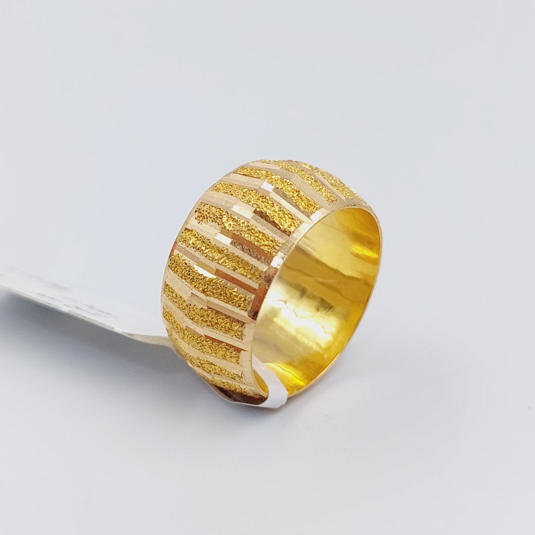 21K Laser Wedding Ring Made of 21K Yellow Gold by Saeed Jewelry-ذبله-ليزر-مخطط