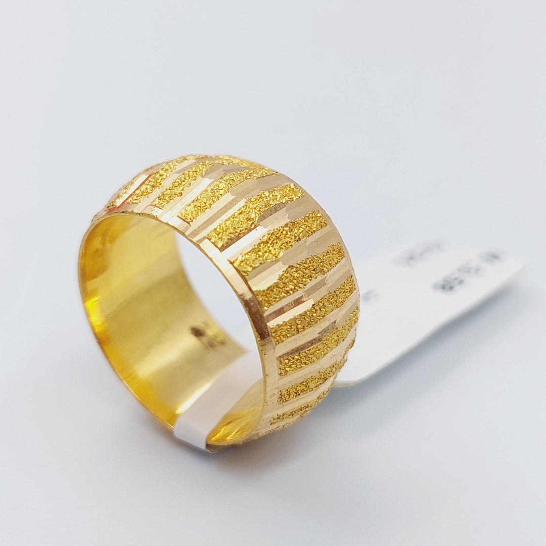 21K Laser Wedding Ring Made of 21K Yellow Gold by Saeed Jewelry-ذبله-ليزر-مخطط