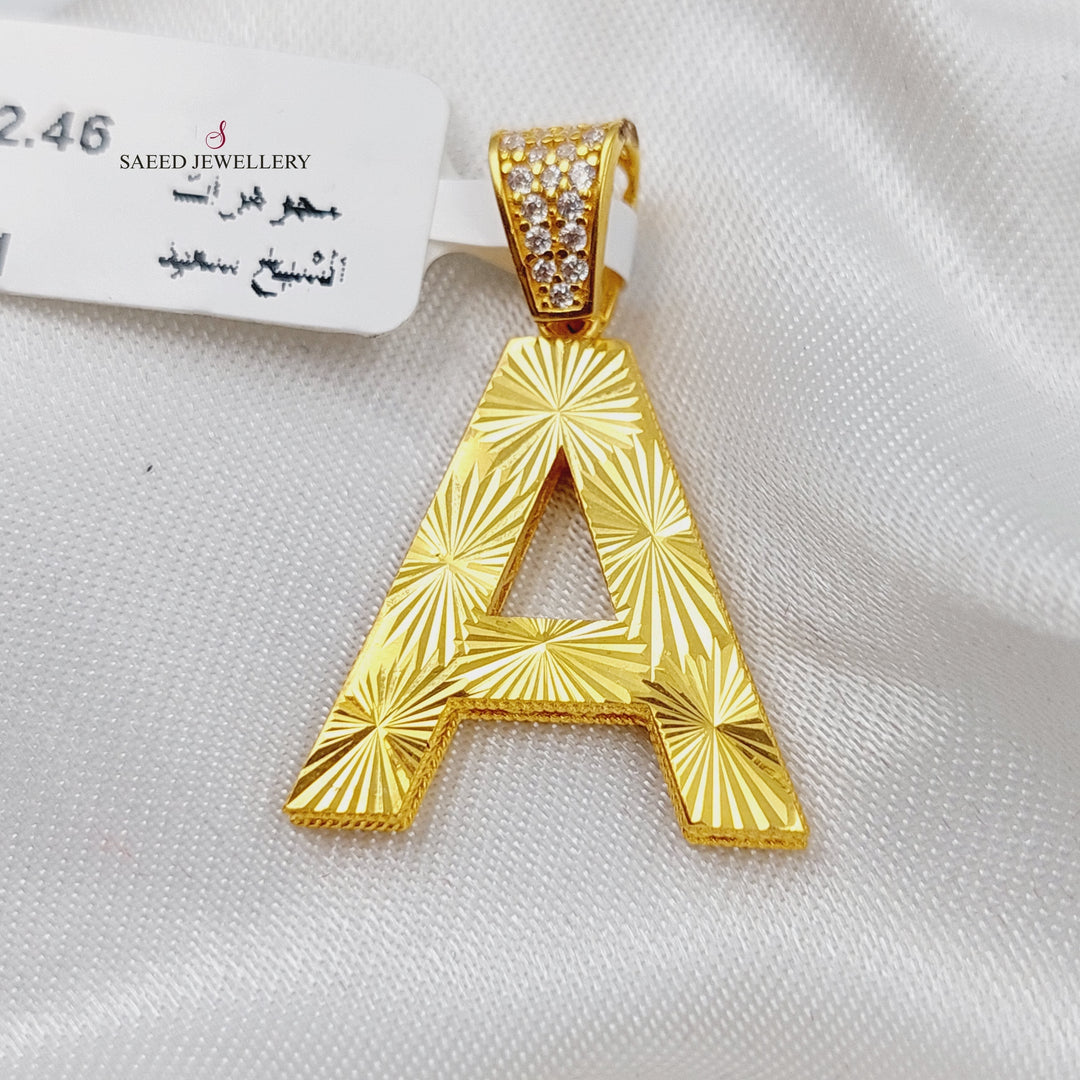 21K Gold Letter A Pendant by Saeed Jewelry - Image 2