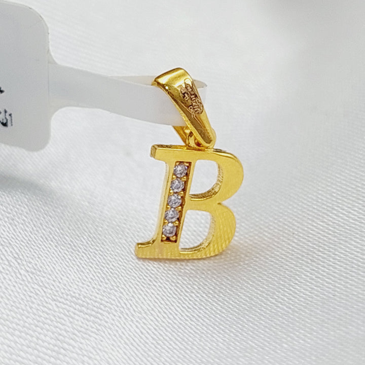 21K Letter B Pendant Made of 21K Yellow Gold by Saeed Jewelry-23471