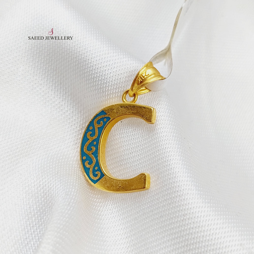 21K Letter C Pendant Made of 21K Yellow Gold by Saeed Jewelry-16845