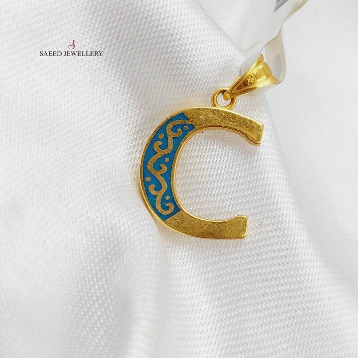 21K Gold Letter C Pendant by Saeed Jewelry - Image 3