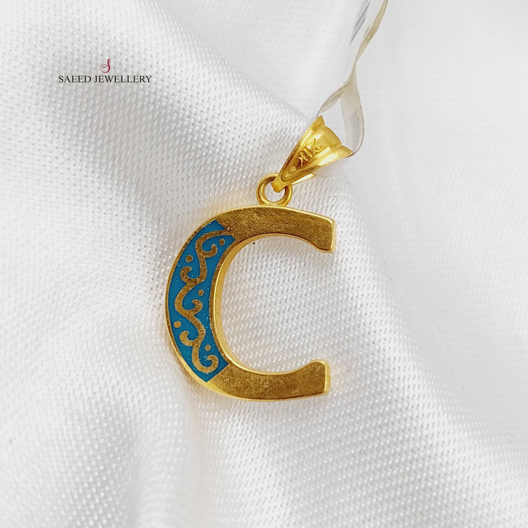 21K Letter C Pendant Made of 21K Yellow Gold by Saeed Jewelry-16845