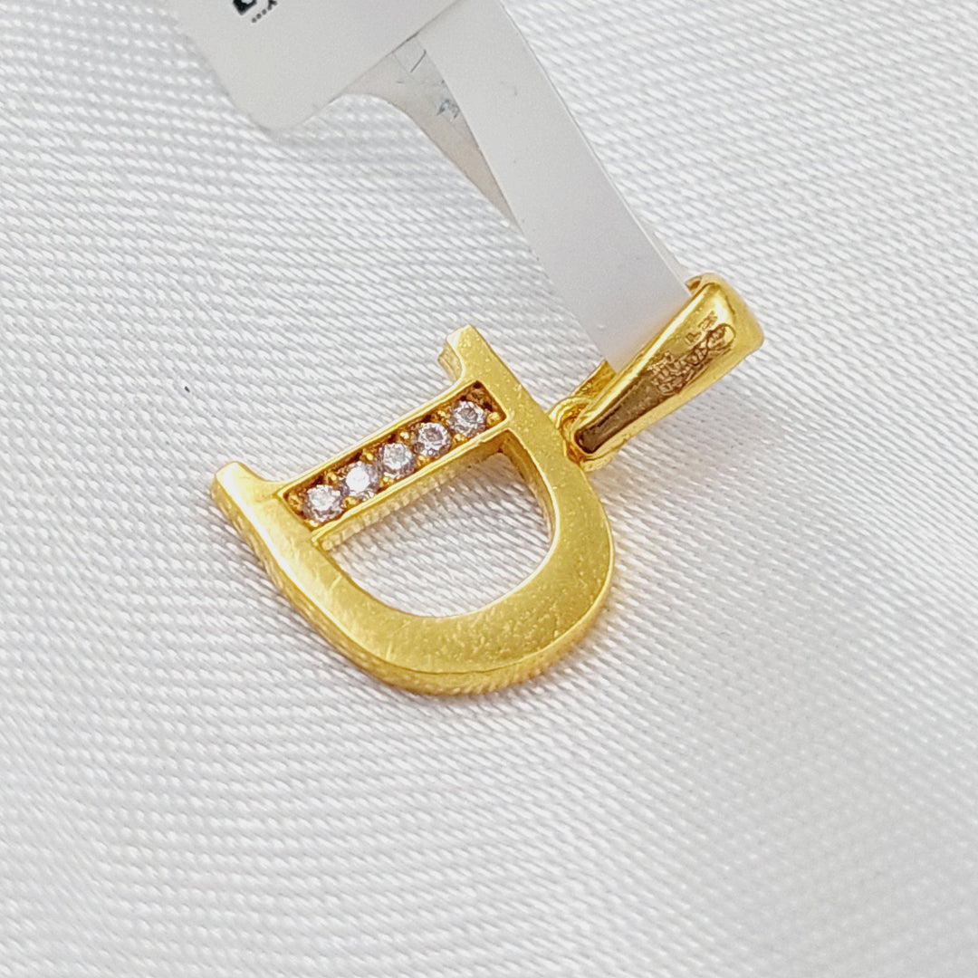 21K Letter D Pendant Made of 21K Yellow Gold by Saeed Jewelry-23461