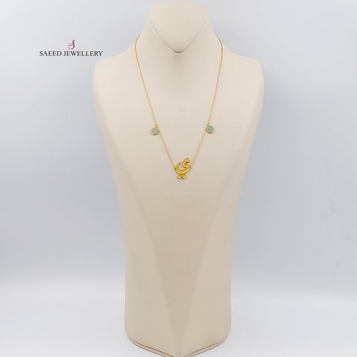 21K Letter E Necklace Made of 21K Yellow Gold by Saeed Jewelry-عقد-حرف-ياء-ي