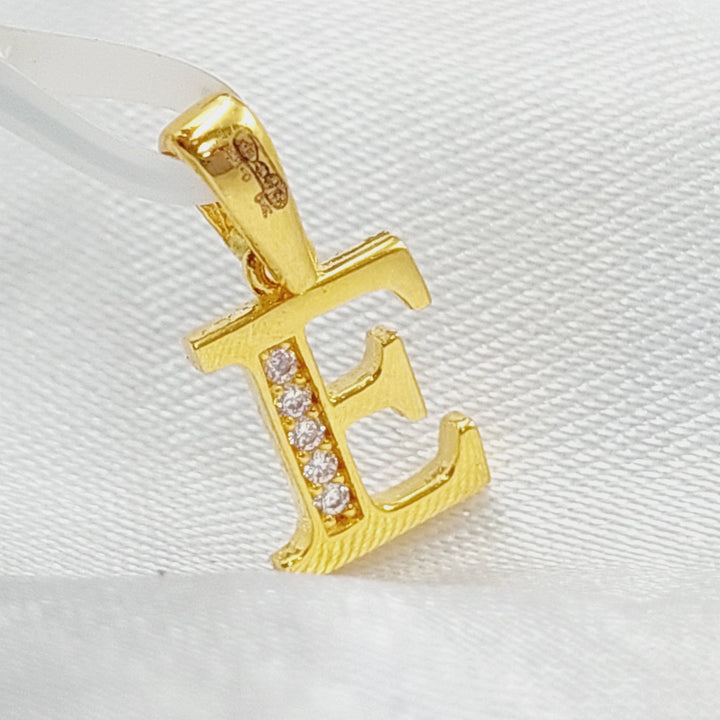 21K Letter E Pendant Made of 21K Yellow Gold by Saeed Jewelry-23469