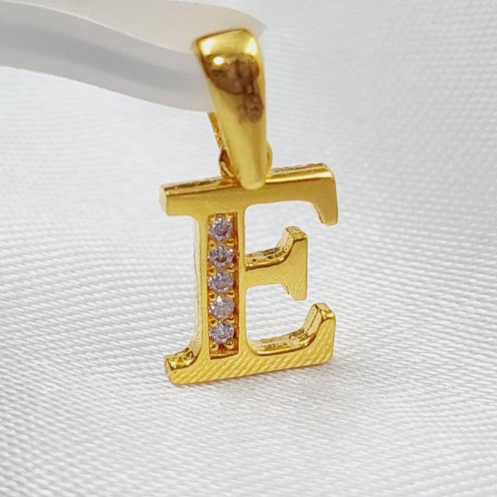 21K Letter E Pendant Made of 21K Yellow Gold by Saeed Jewelry-23469