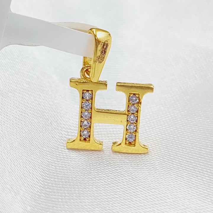 21K Letter H Pendant Made of 21K Yellow Gold by Saeed Jewelry-23472