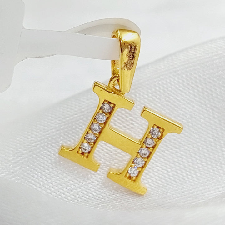 21K Letter H Pendant Made of 21K Yellow Gold by Saeed Jewelry-23472