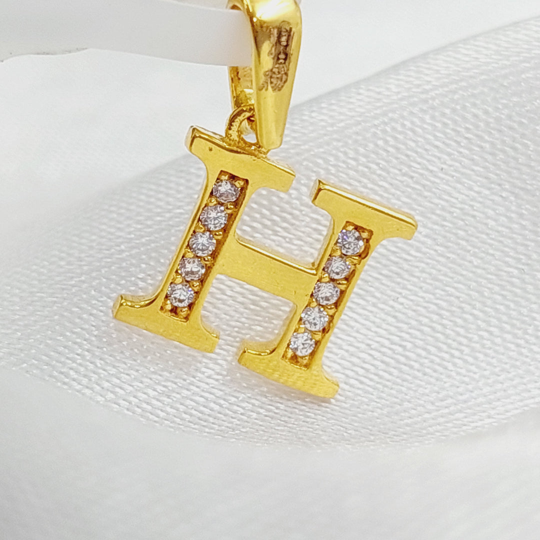 21K Letter H Pendant Made of 21K Yellow Gold by Saeed Jewelry-23472