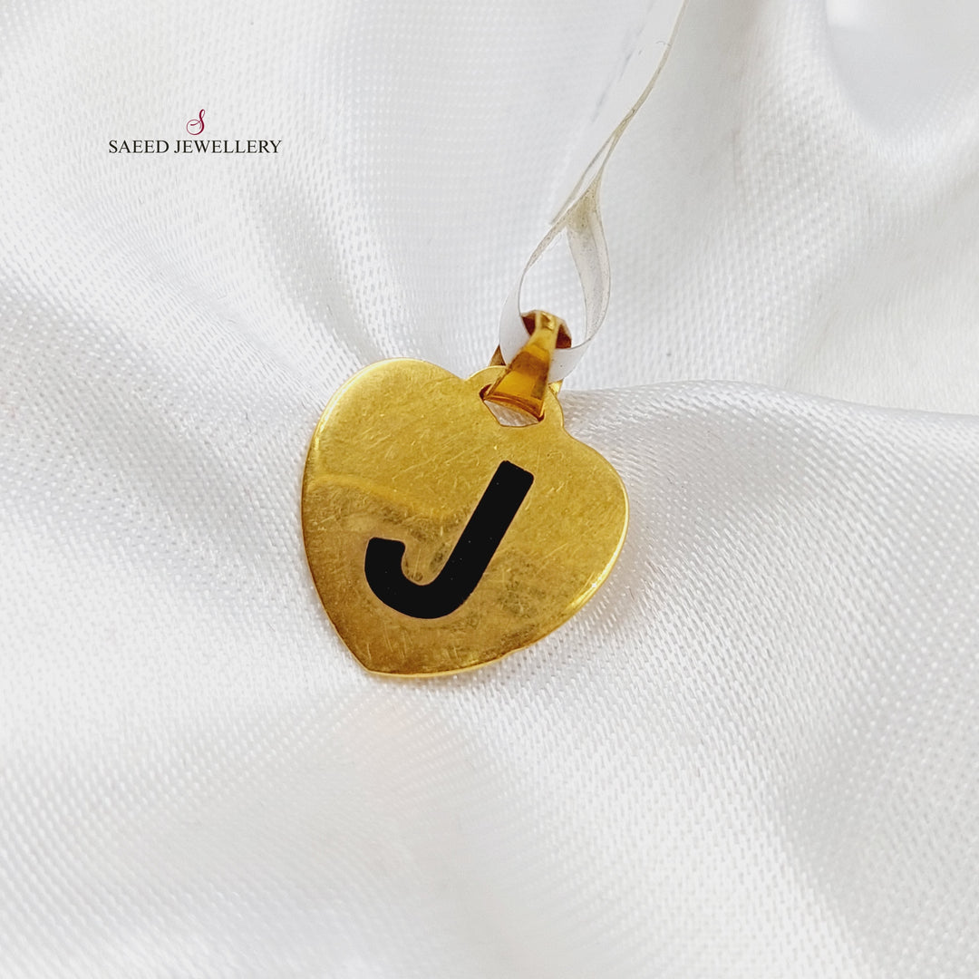 21K Letter J Pendant Made of 21K Yellow Gold by Saeed Jewelry-18887