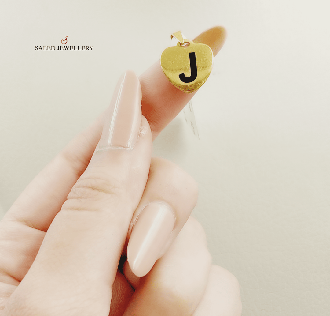 21K Gold Letter J Pendant by Saeed Jewelry - Image 4