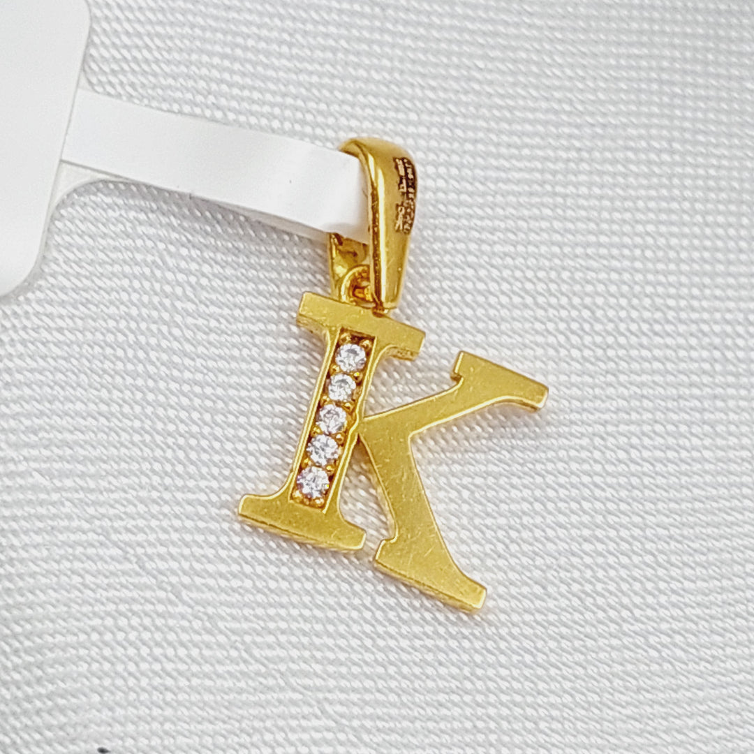 21K Letter K Pendant Made of 21K Yellow Gold by Saeed Jewelry-23462