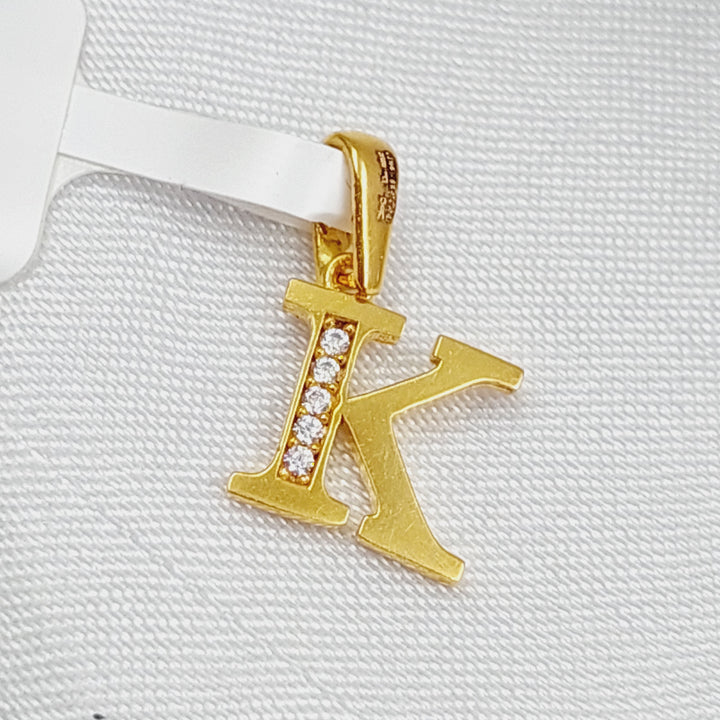 21K Letter K Pendant Made of 21K Yellow Gold by Saeed Jewelry-23462