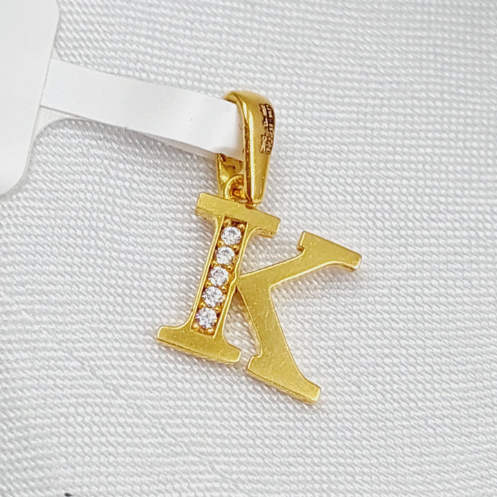 21K Gold Letter K Pendant by Saeed Jewelry - Image 3