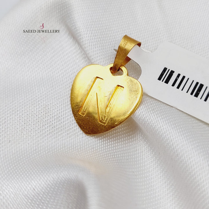 21K Letter N Pendant Made of 21K Yellow Gold by Saeed Jewelry-18880