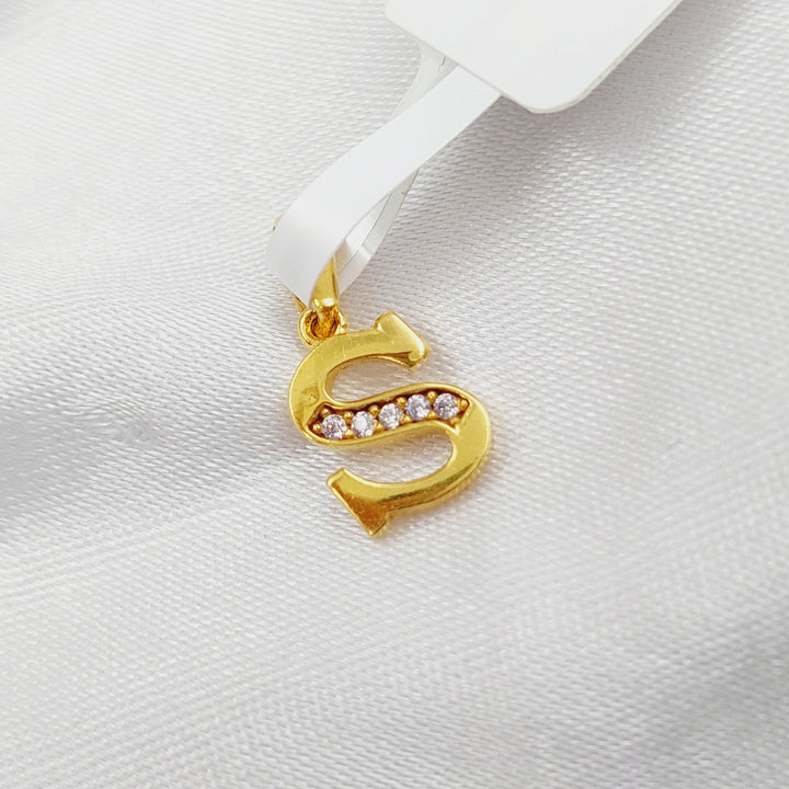 21K Letter S Pendant Made of 21K Yellow Gold by Saeed Jewelry-23470