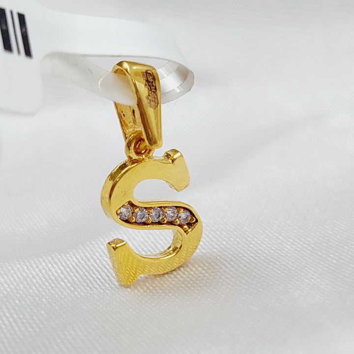 21K Letter S Pendant Made of 21K Yellow Gold by Saeed Jewelry-23470