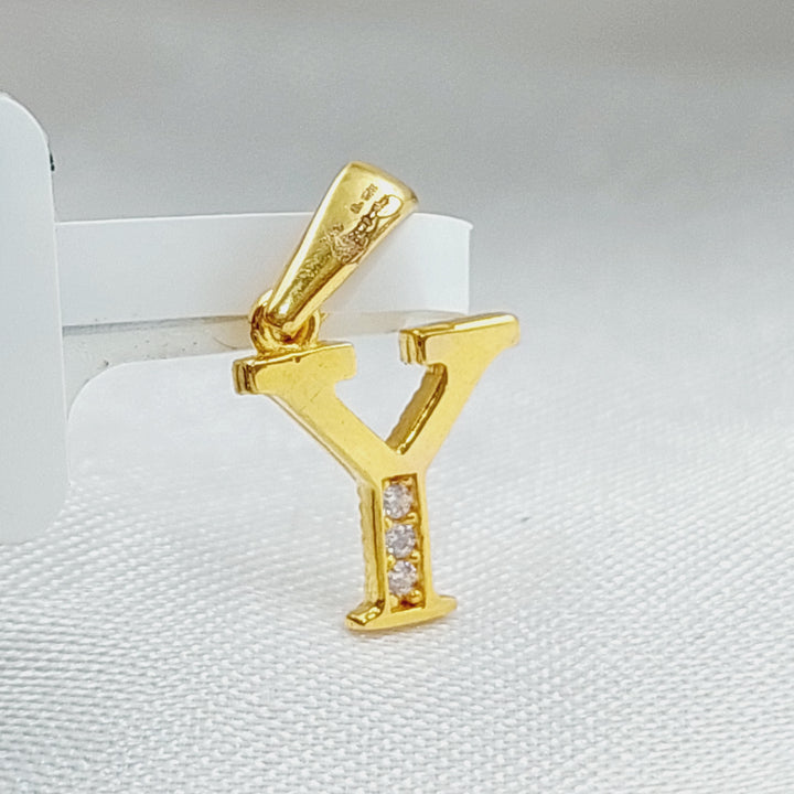21K Letter Y Pendant Made of 21K Yellow Gold by Saeed Jewelry-23465