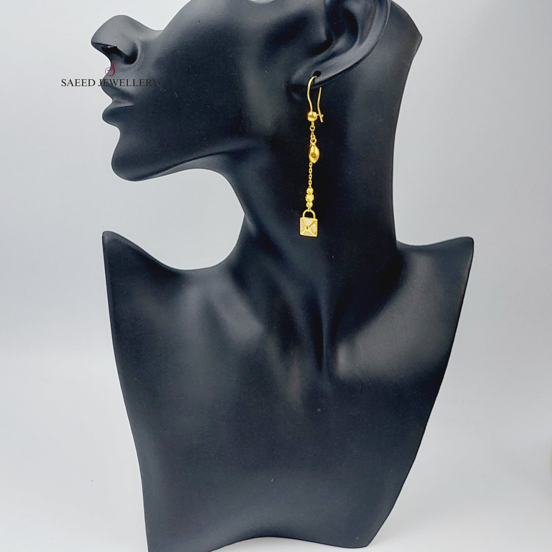 21K Gold Lock Earrings by Saeed Jewelry - Image 3