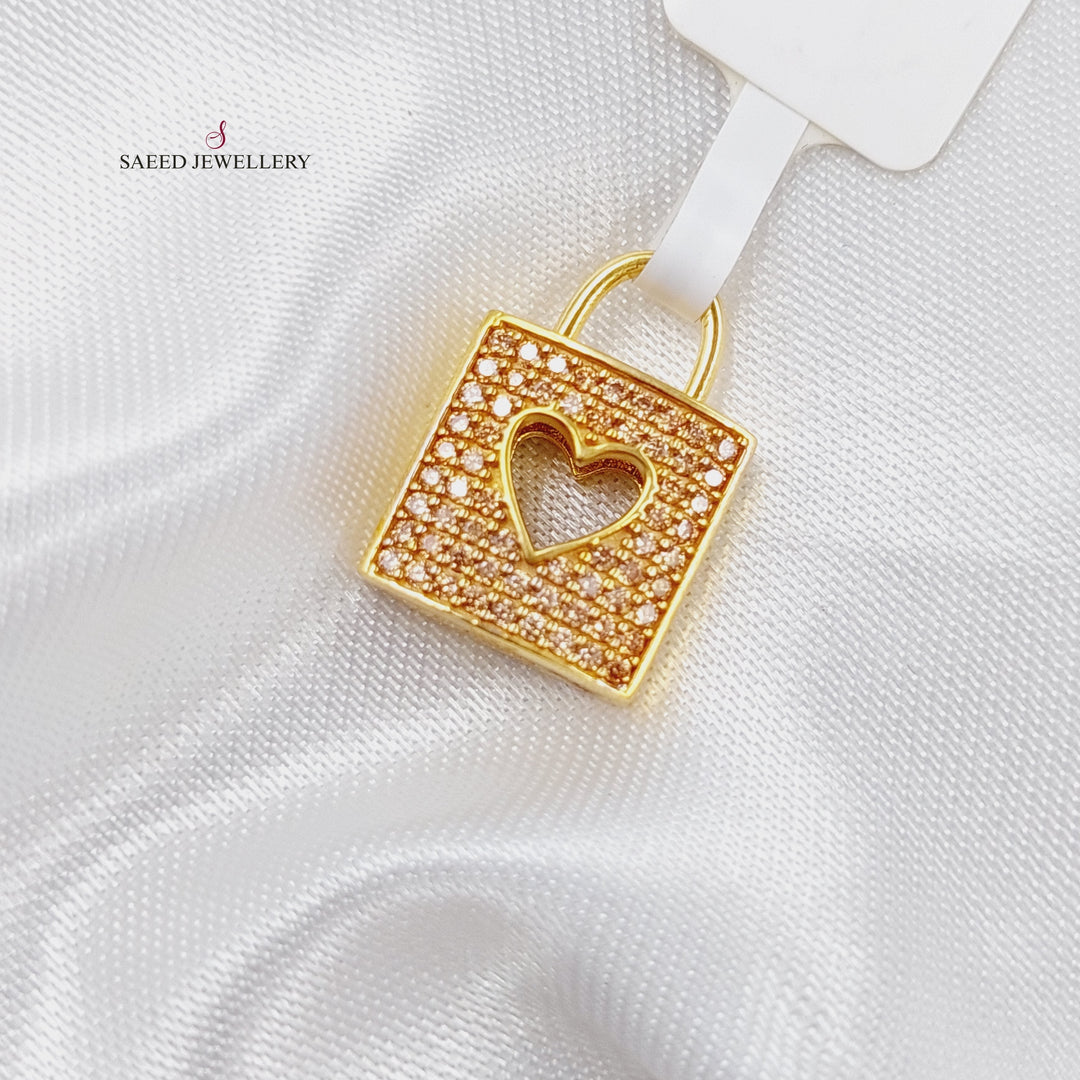 21K Lock Pendant Made of 21K Yellow Gold by Saeed Jewelry-16842