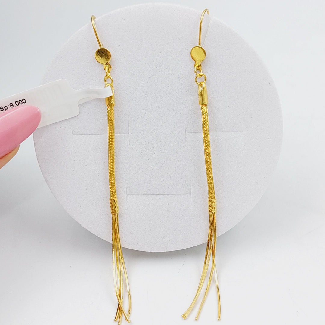 21K Long Fancy Earrings Made of 21K Yellow Gold by Saeed Jewelry-25708