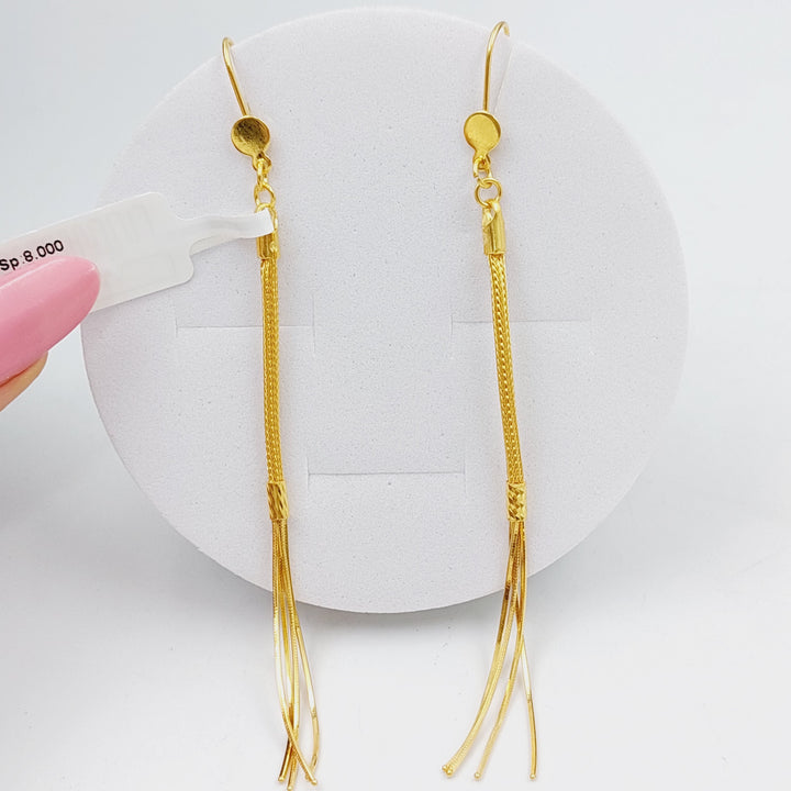 21K Long Fancy Earrings Made of 21K Yellow Gold by Saeed Jewelry-25708