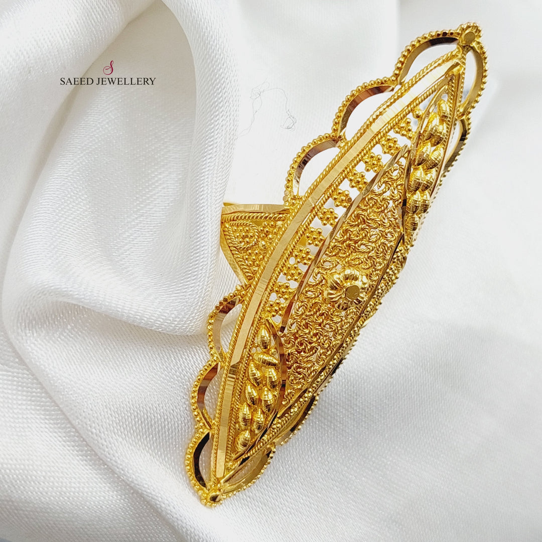 21K Long Indian Ring Made of 21K Yellow Gold by Saeed Jewelry-25083