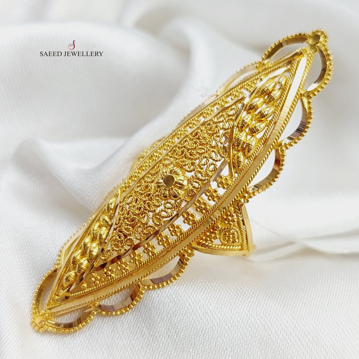 21K Long Indian Ring Made of 21K Yellow Gold by Saeed Jewelry-25083