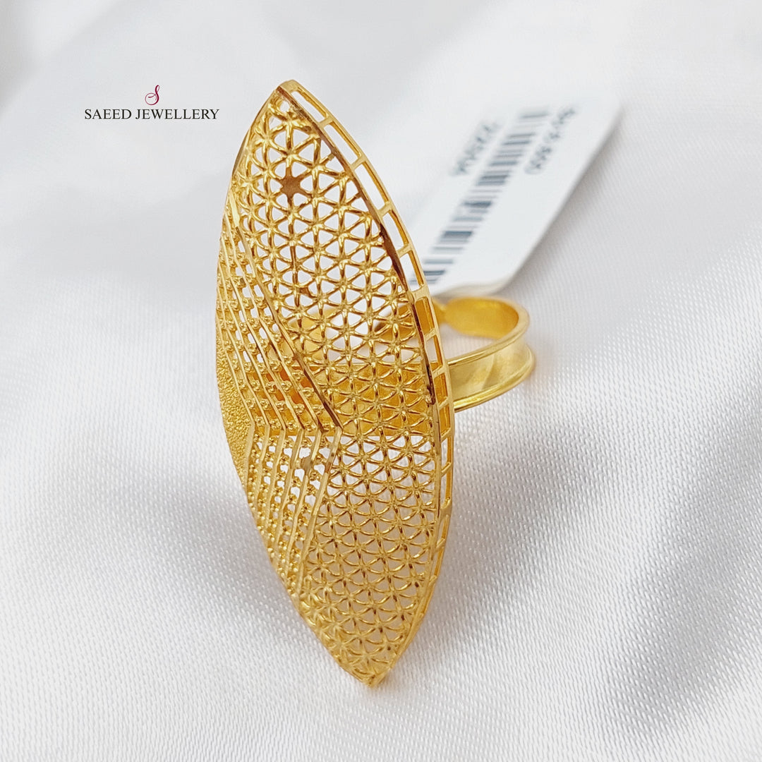 21K Long Kuwaiti Ring Made of 21K Yellow Gold by Saeed Jewelry-22504