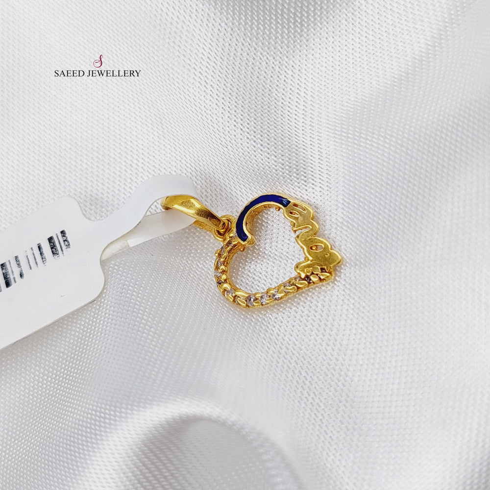 21K Love Pendant Made of 21K Yellow Gold by Saeed Jewelry-love-تعليقة