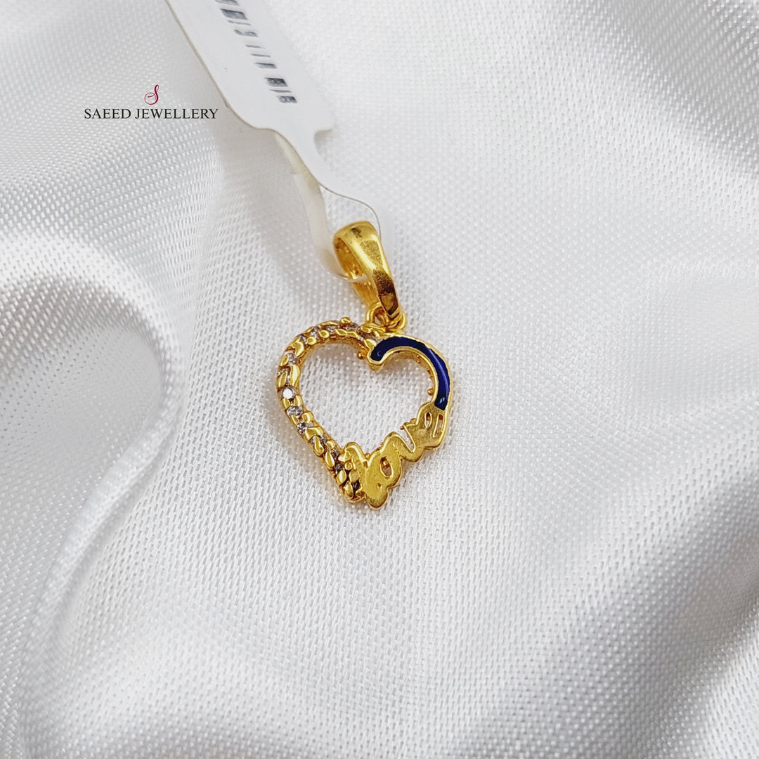 21K Love Pendant Made of 21K Yellow Gold by Saeed Jewelry-love-تعليقة