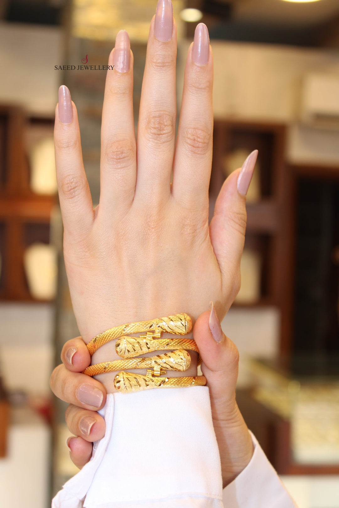 21K Luxury Bracelet Made of 21K Yellow Gold by Saeed Jewelry-اسوارة-انجاصة-اكسترا