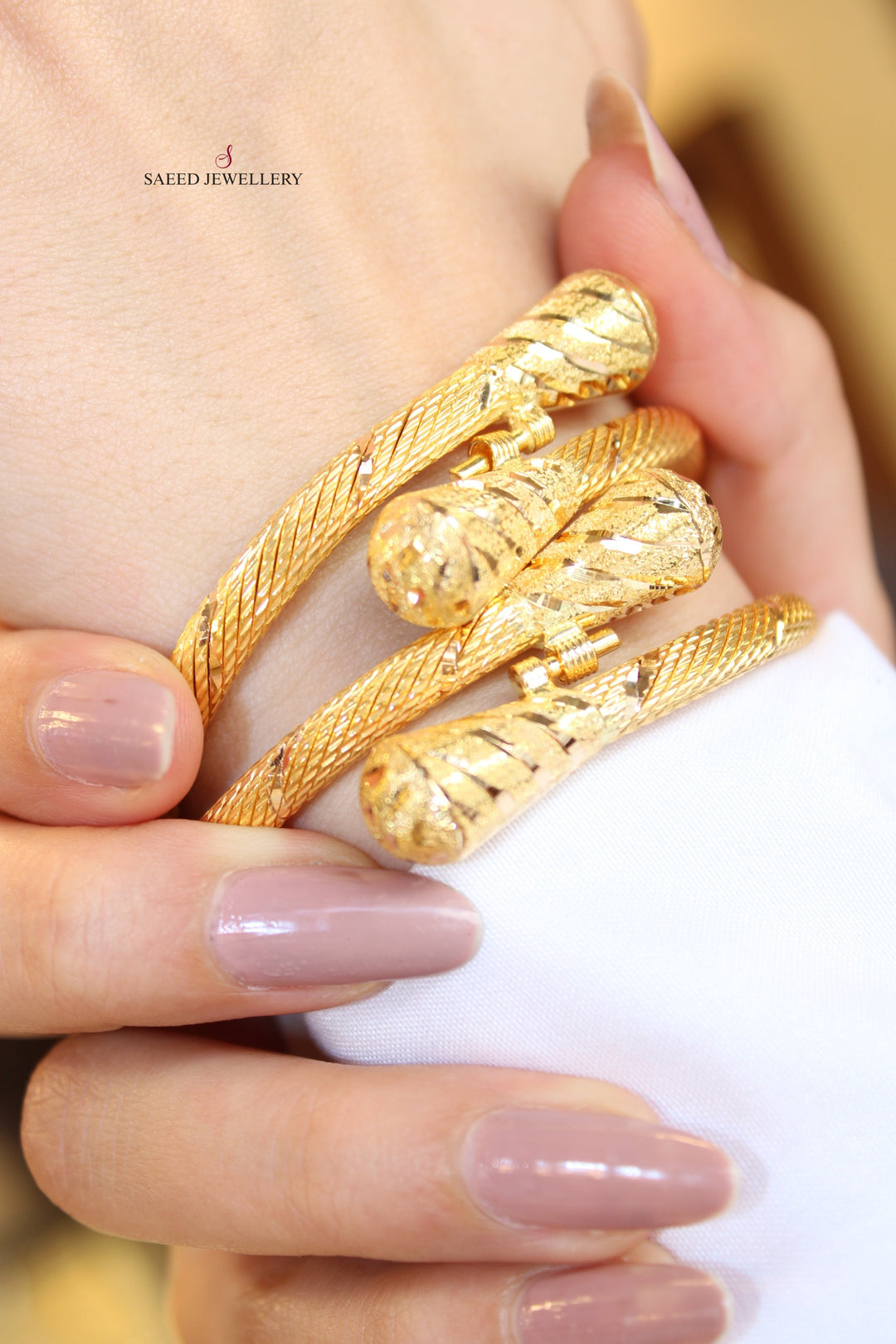 21K Luxury Bracelet Made of 21K Yellow Gold by Saeed Jewelry-اسوارة-انجاصة-اكسترا