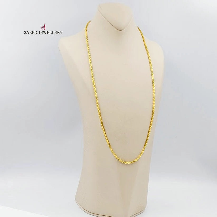 21K Medium Thickness Rope Chain Made of 21K Yellow Gold by Saeed Jewelry-25660