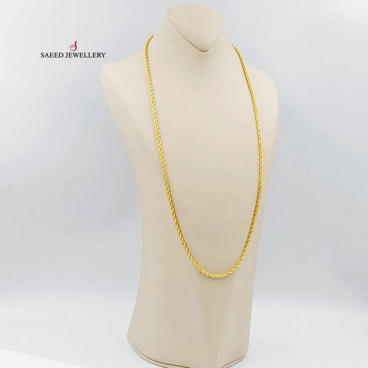 21K Medium Thickness Rope Chain Made of 21K Yellow Gold by Saeed Jewelry-25660