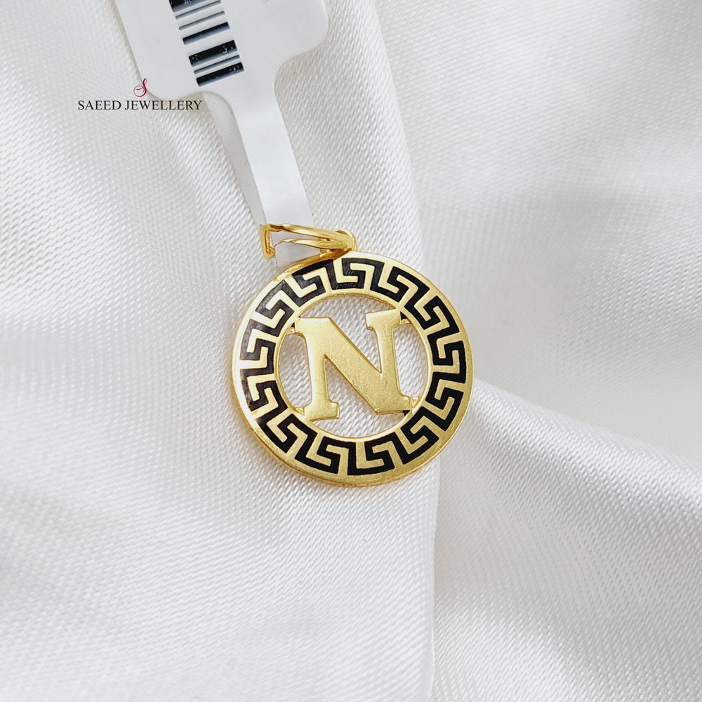 21K N Letter Pendant Made of 21K Yellow Gold by Saeed Jewelry-21661