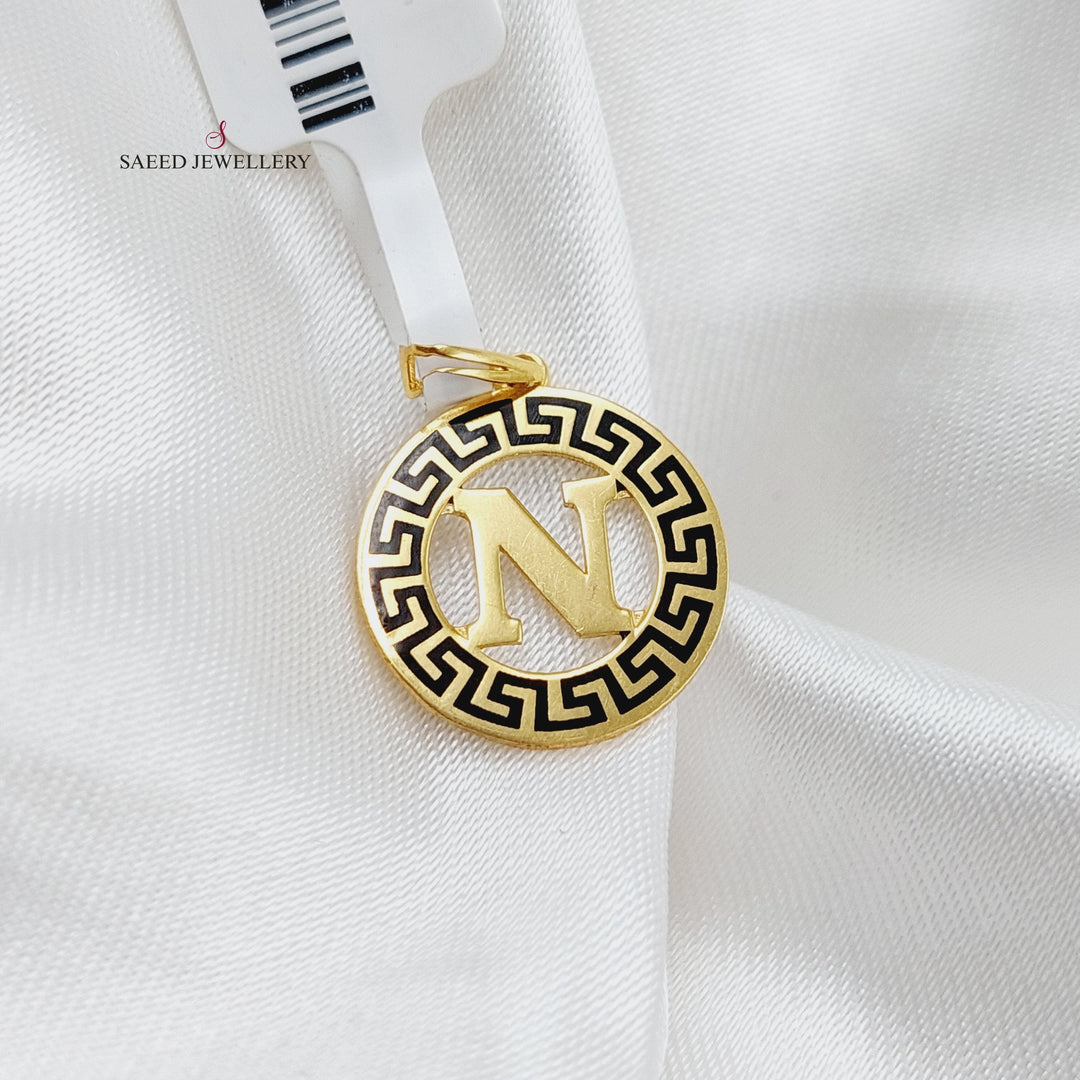 21K N Letter Pendant Made of 21K Yellow Gold by Saeed Jewelry-21661