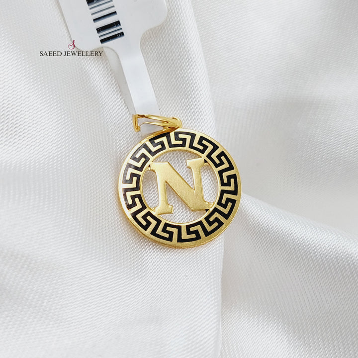 21K N Letter Pendant Made of 21K Yellow Gold by Saeed Jewelry-21661